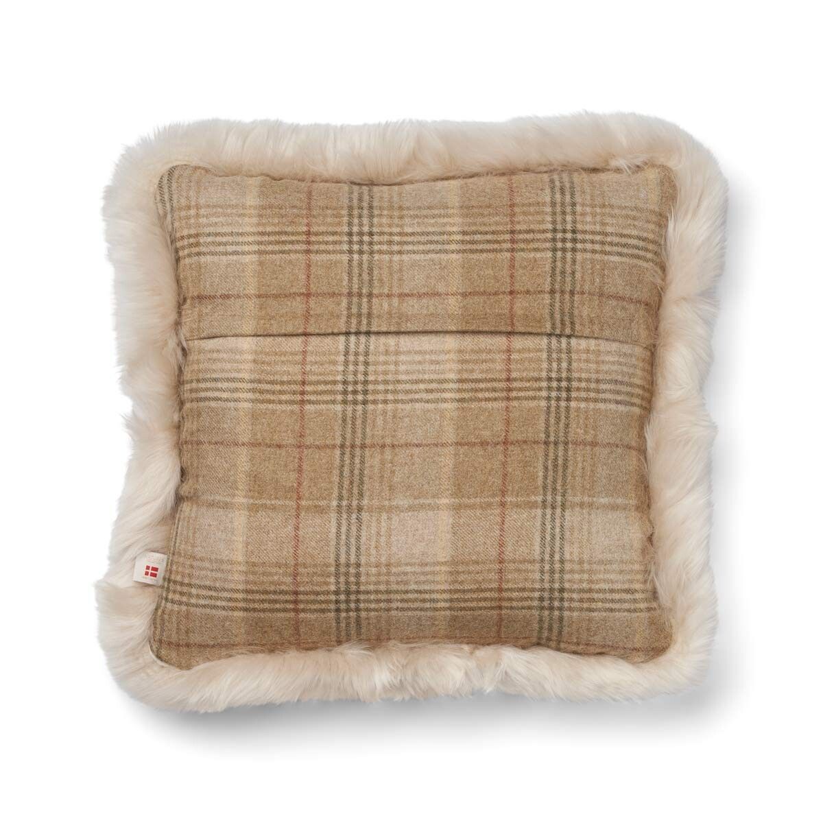 Wool Cushion | Doublesided | LW trim | 20x20 in Sand-Beige/Linen