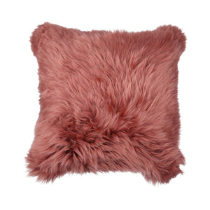 Sheepskin Cushion | Long Wool | New Zealand | Square Old Rose