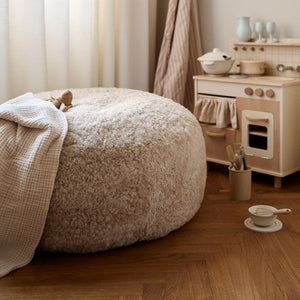 Round Sheepskin Bean Bag | Short Wool Anthracite