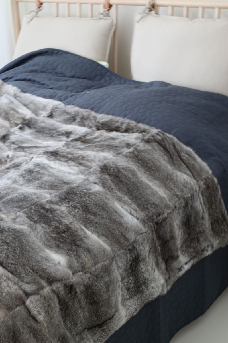 Throw of Rabbit |47x71 in Natural Grey