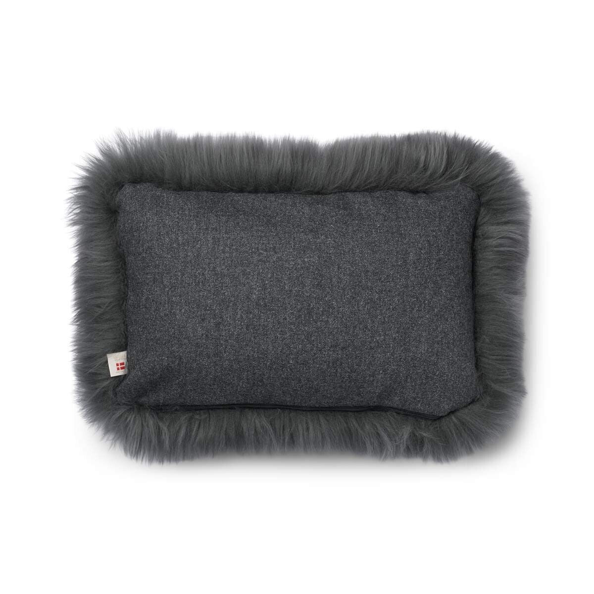 Long-Wool Sheepskin Cushion | 34x52 cm Rock/Steel