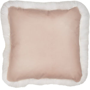Long-Wool Sheepskin Cushion | LW | Leather backing Ivory