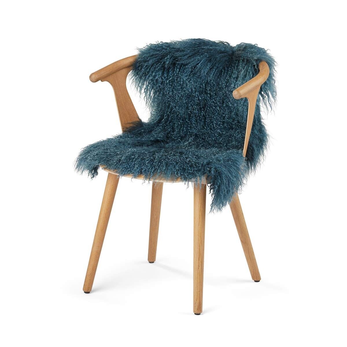 Mongolian Sheepskin | Curly | 33x20 in Ink Blue