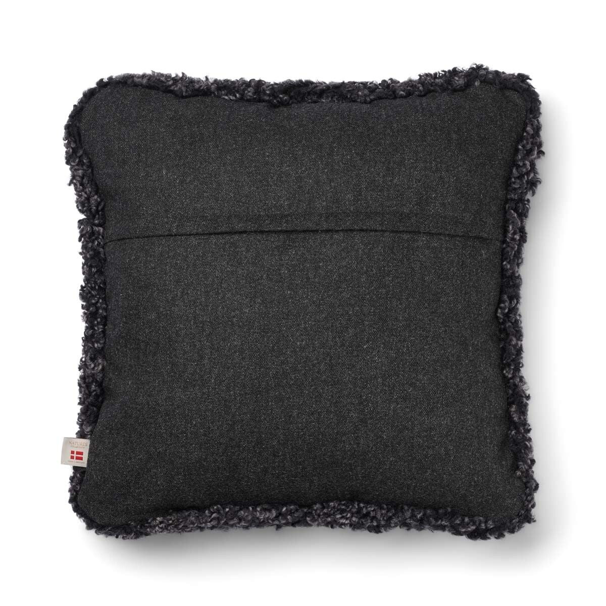 Short-Wool Sheepskin Cushion | SW trim | 20x20 in Charcoal/Anthracite