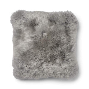 Long-Wool Sheepskin Cushion | 52x52 cm Stone/Light Grey