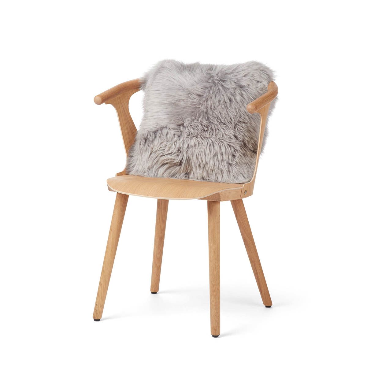 Sheepskin Cushion | Long Wool | New Zealand | 16x16 in Light Grey