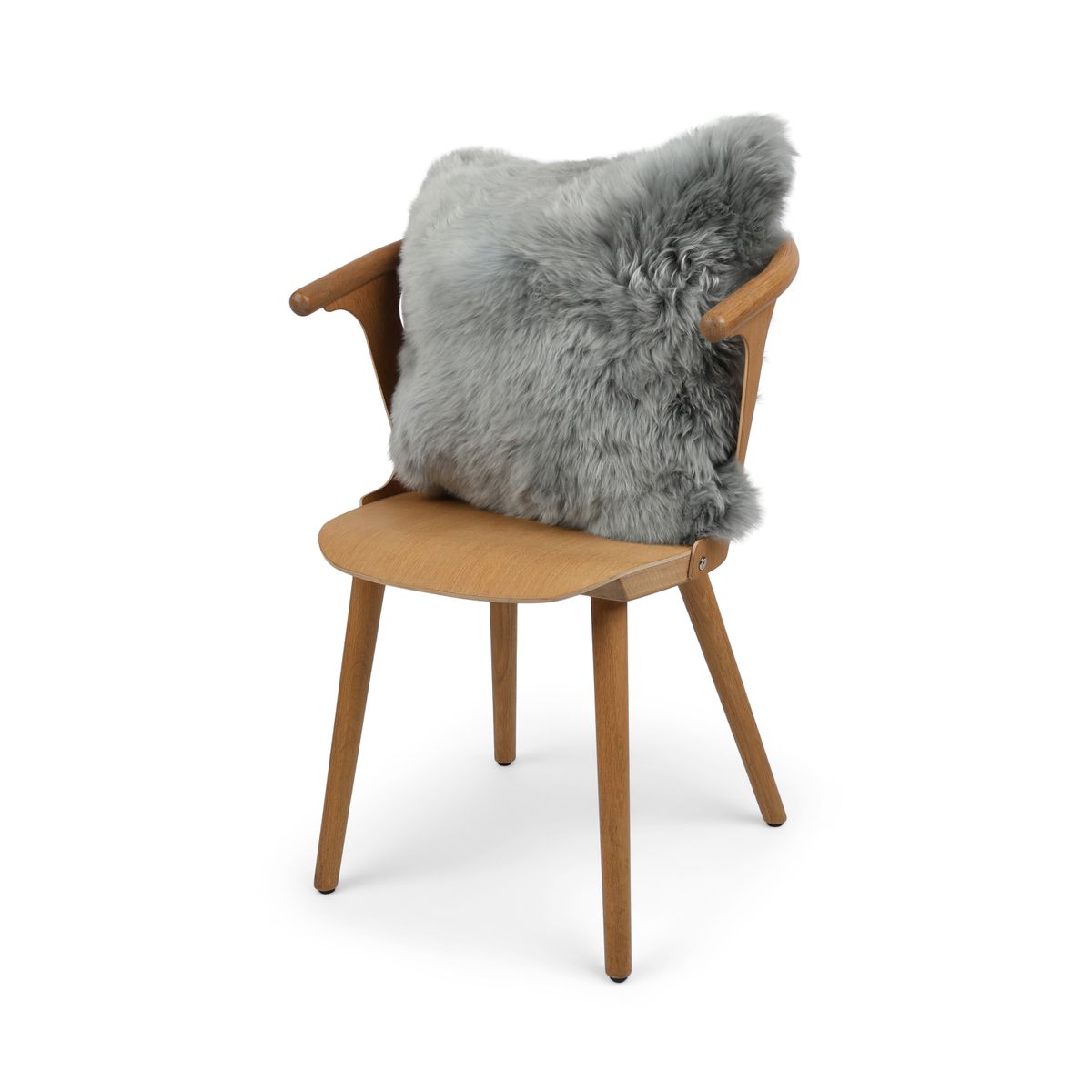 Sheepskin Cushion | Long Wool | New Zealand | Square Light Grey