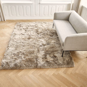 Long Wool Sheepskin Design Rug Black