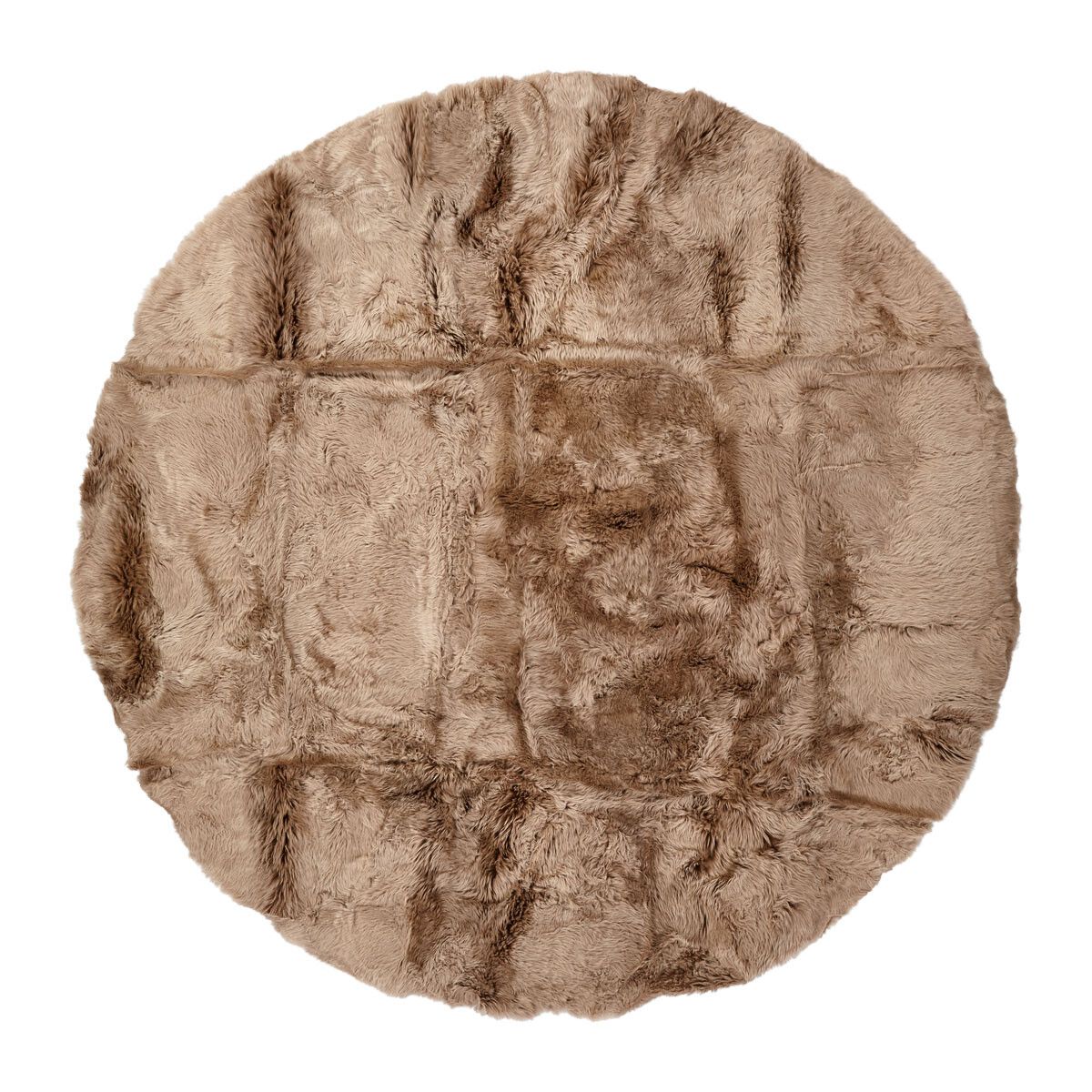 Long Wool Sheepskin Design Rug | D71 in | D98,5 in Taupe
