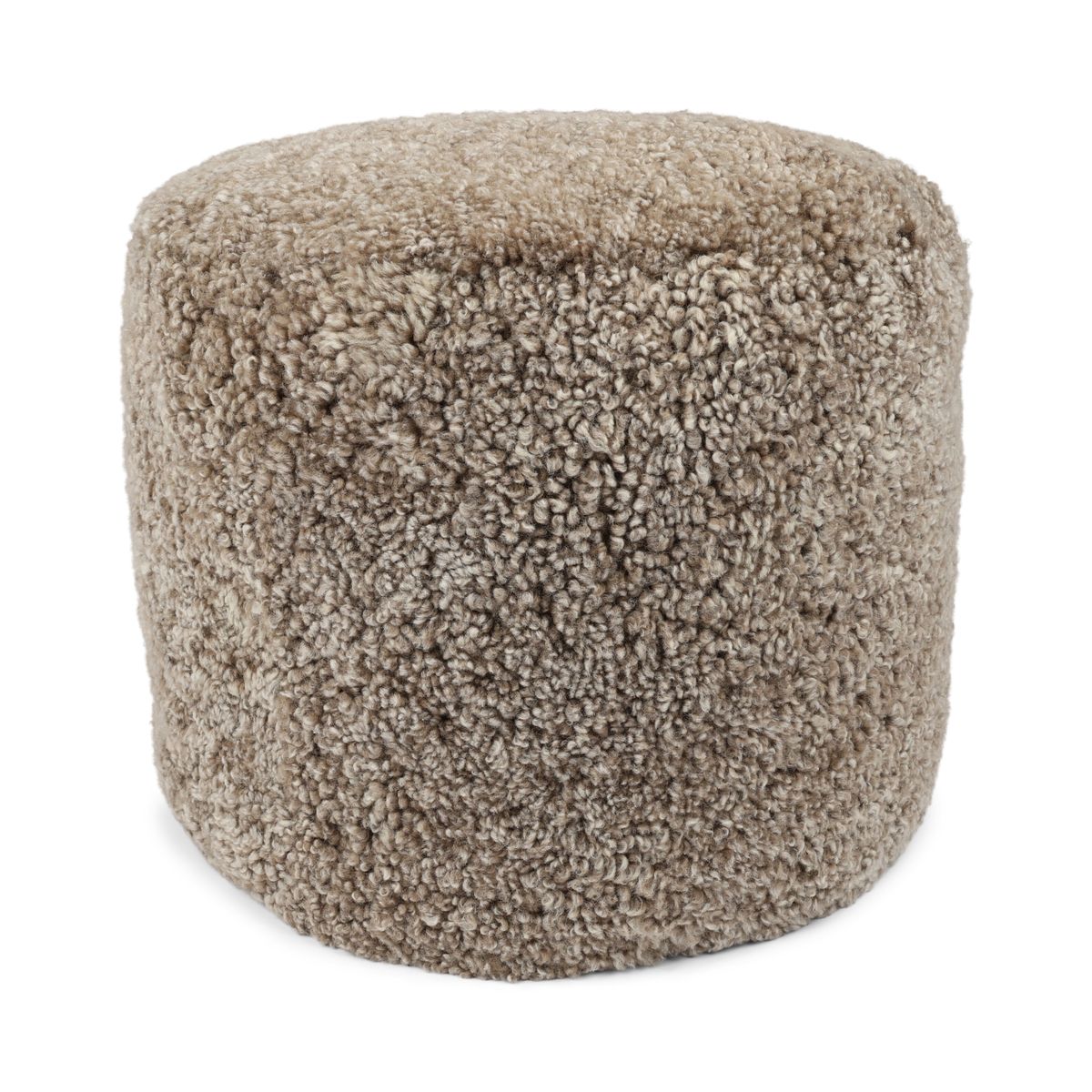 Short Wool Curly Sheepskin Pouf