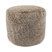 Short Wool Curly Sheepskin Pouf