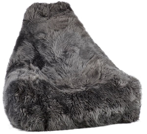Sheepskin Bean Bag Chair | Long Wool Steel