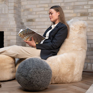 Sheepskin Bean Bag Chair | Long Wool Black