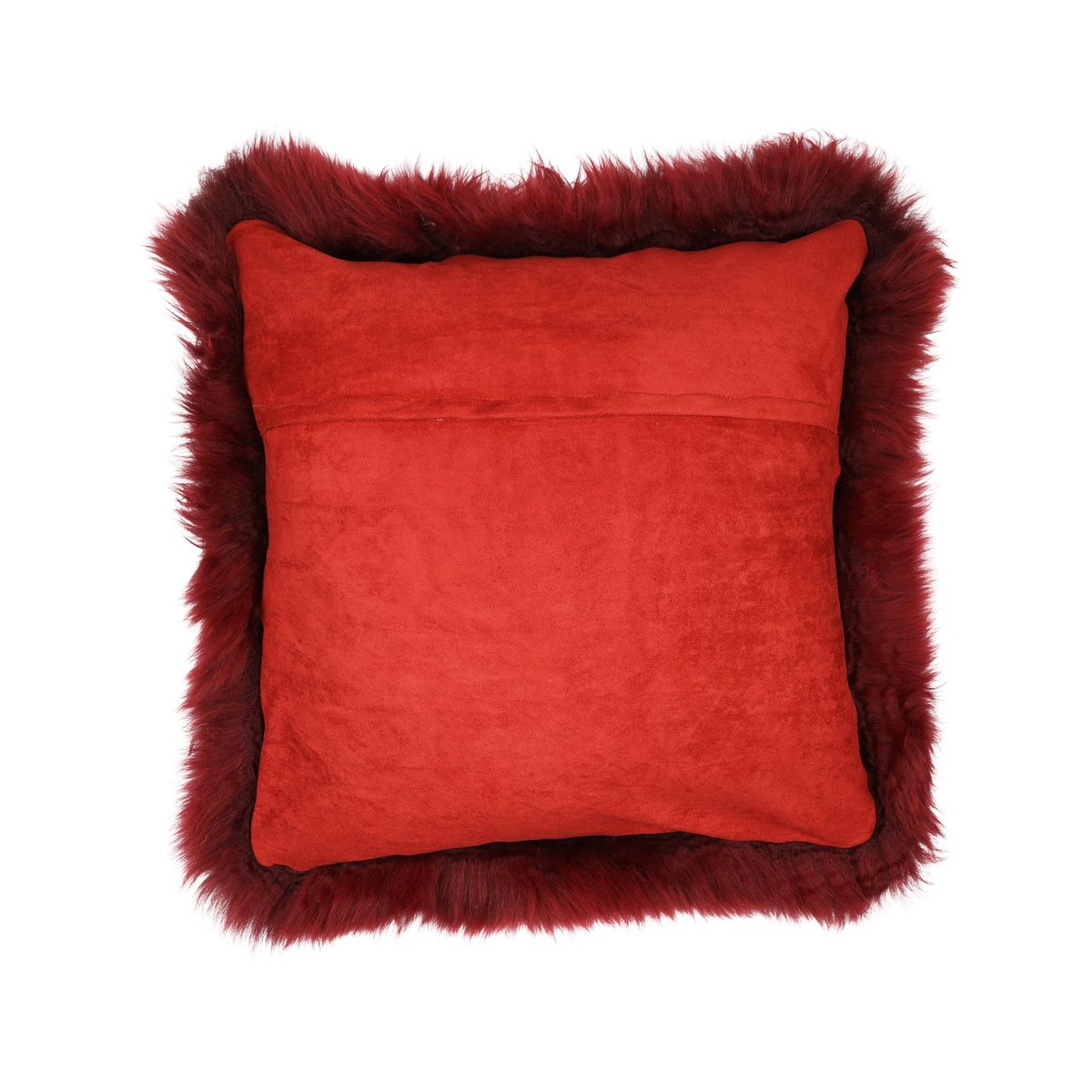 Sheepskin Cushion | Long Wool | New Zealand | Square Burgundy