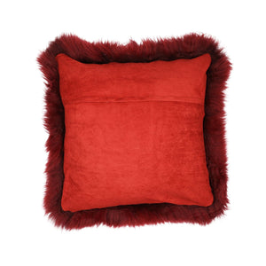 Sheepskin Cushion | Long Wool | New Zealand | Square Burgundy