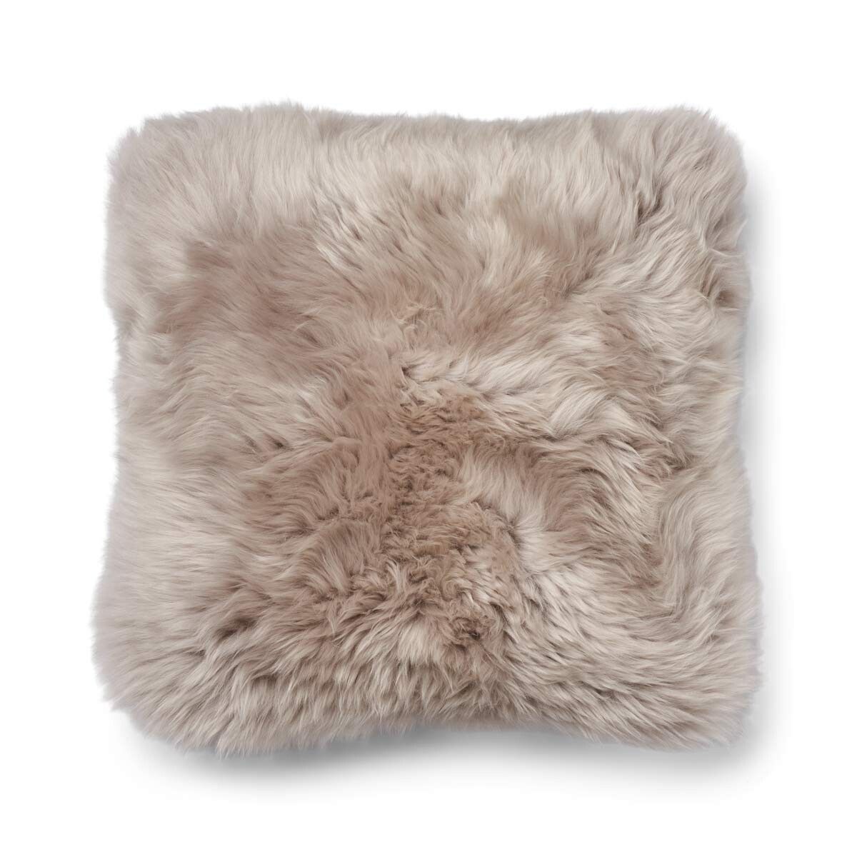 Long-Wool Sheepskin Cushion | 52x52 cm Brown/Dove