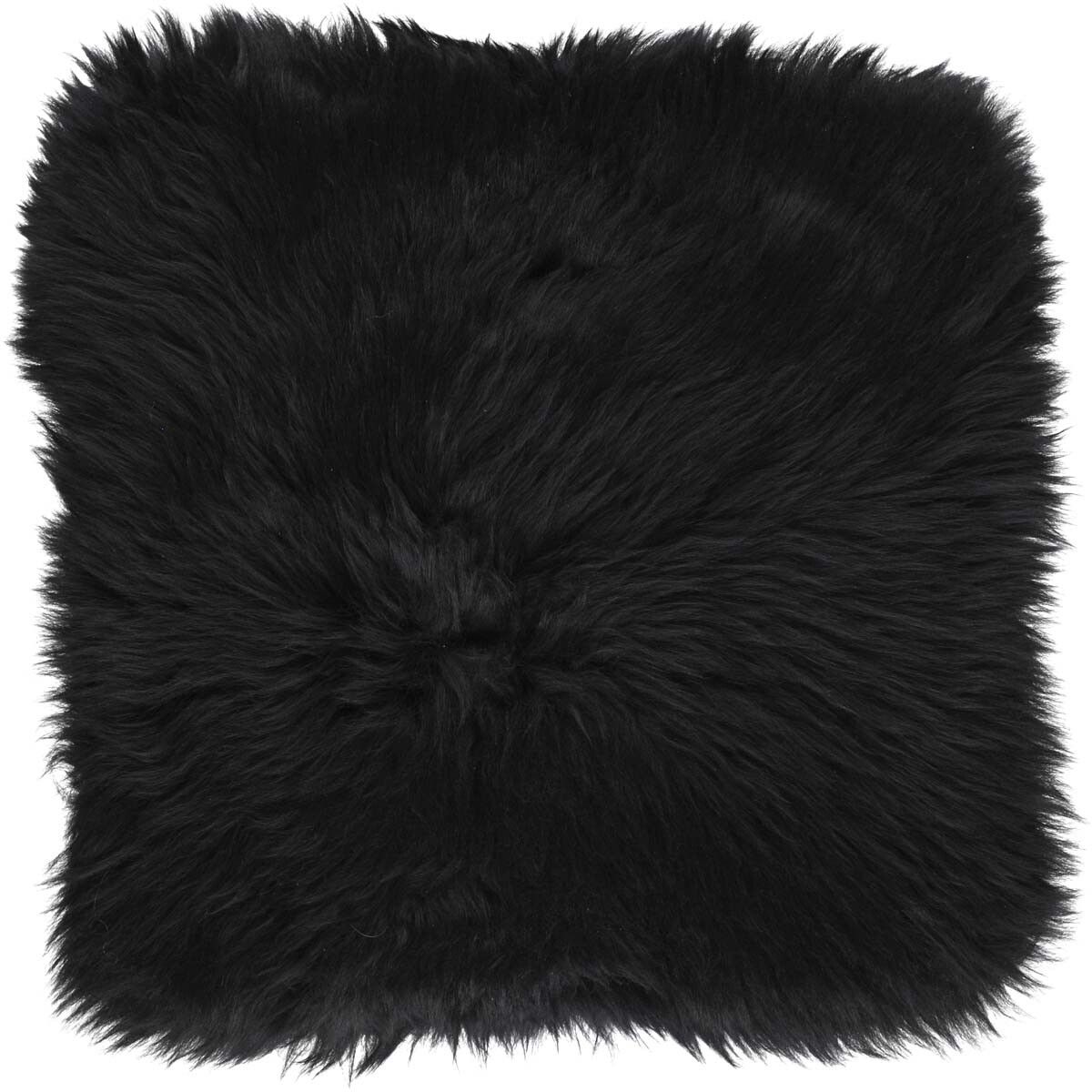 Long Wool Sheepskin Seat Cover WIth Filling Black