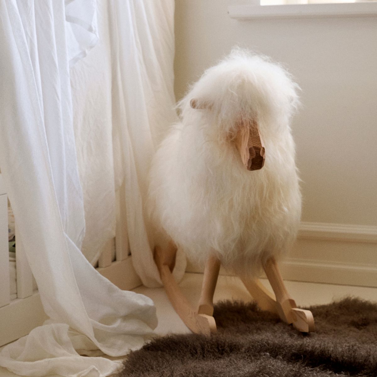 Rocking Sheep | Short Wool | 33x10x24 in | Large Ivory