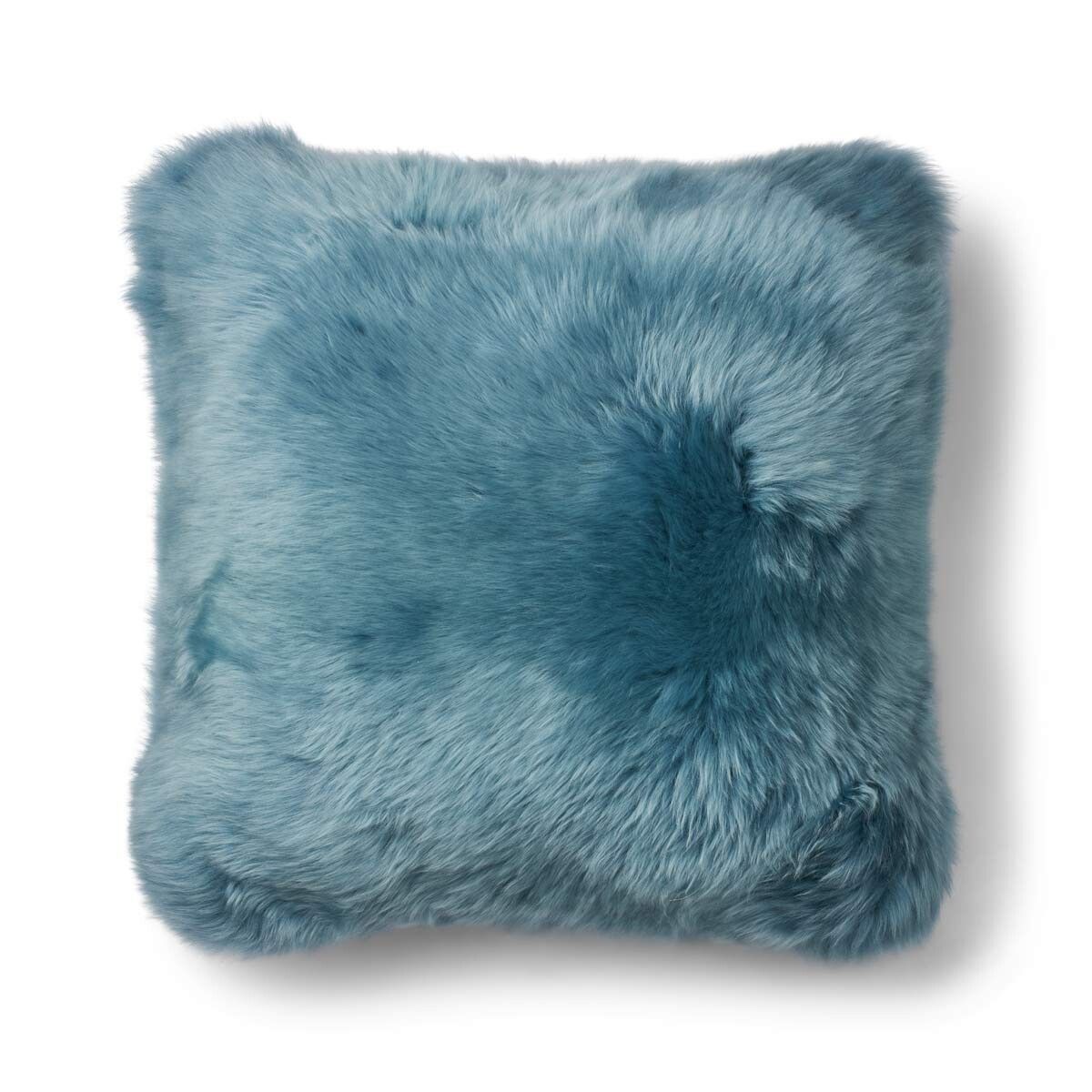 Long-Wool Sheepskin Cushion | Doublesided | | 40x40 cm Smoke Blue