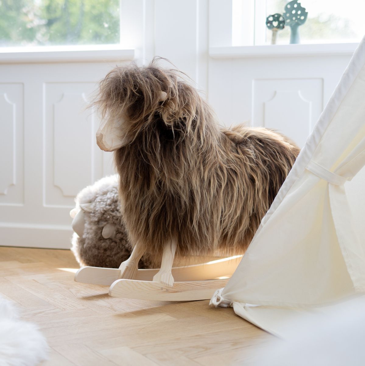 Rocking Sheep | Gotland | 33x10x24 in | Large Gotland Natural Grey