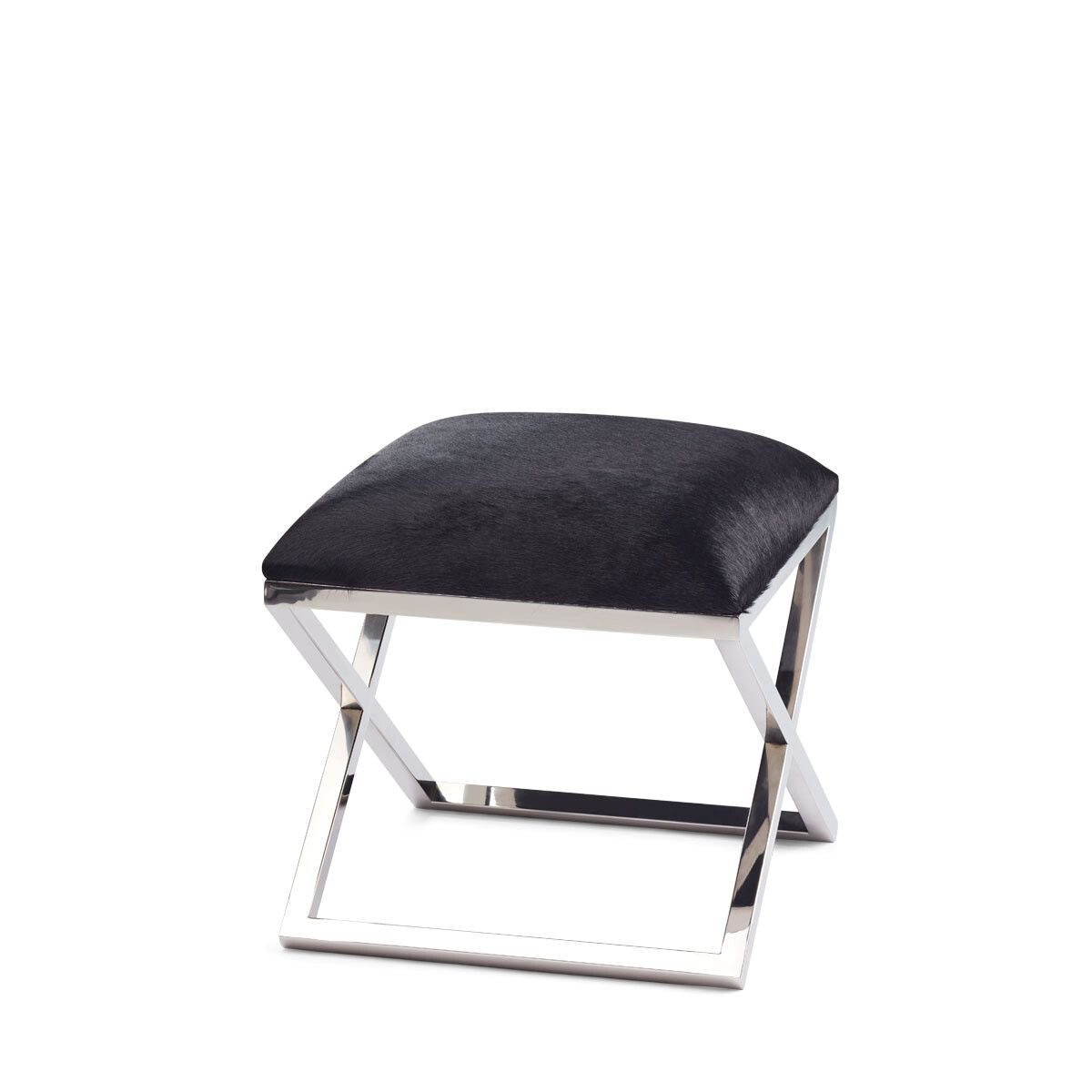 Stool Of Cow Hide | 18x18x18 in Solid Black