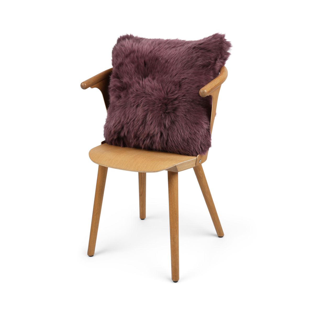 Sheepskin Cushion | Long Wool | New Zealand | Square Aubergine
