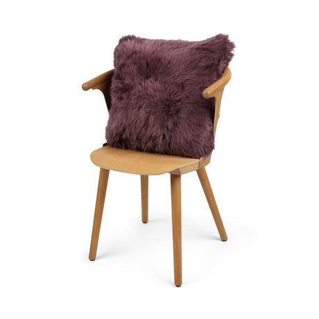 Sheepskin Cushion | Long Wool | New Zealand | Square Aubergine