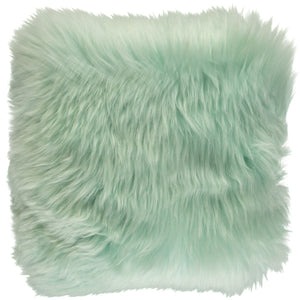Long-Wool Sheepskin Cushion | 14x14 in Mint