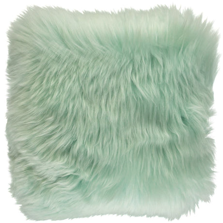 Long-Wool Sheepskin Cushion | 14x14 in Mint