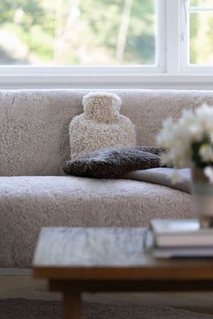 Sheepskin Hot Water Bottle  Light Grey