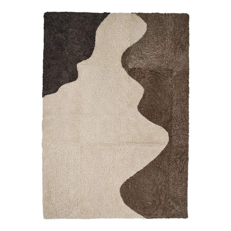 Short Wool Curly Sheepskin River Design Rug Anthracite/Pearl/Taupe