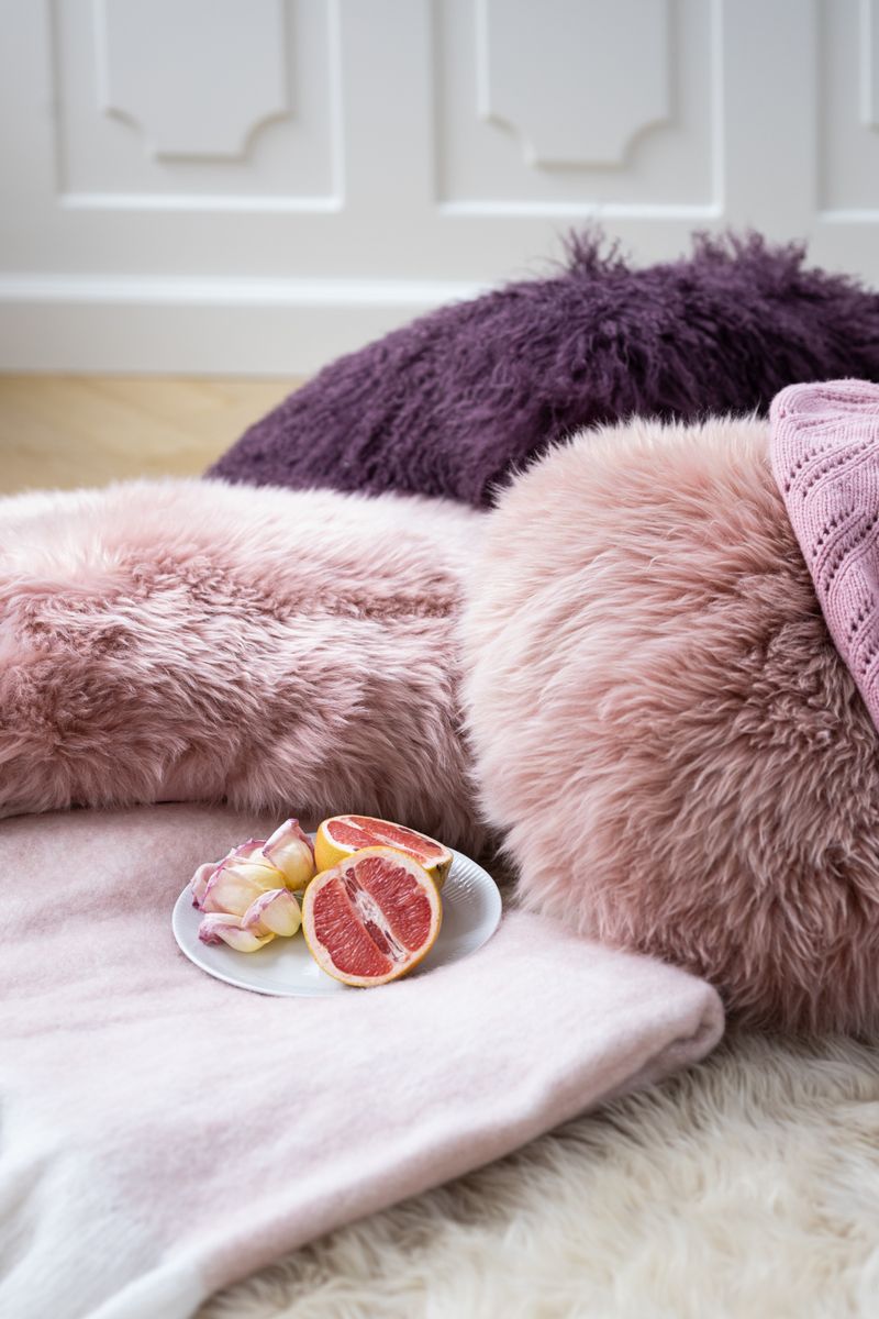 Sheepskin Cushion | Tibet | 16x16 in Lady Pink