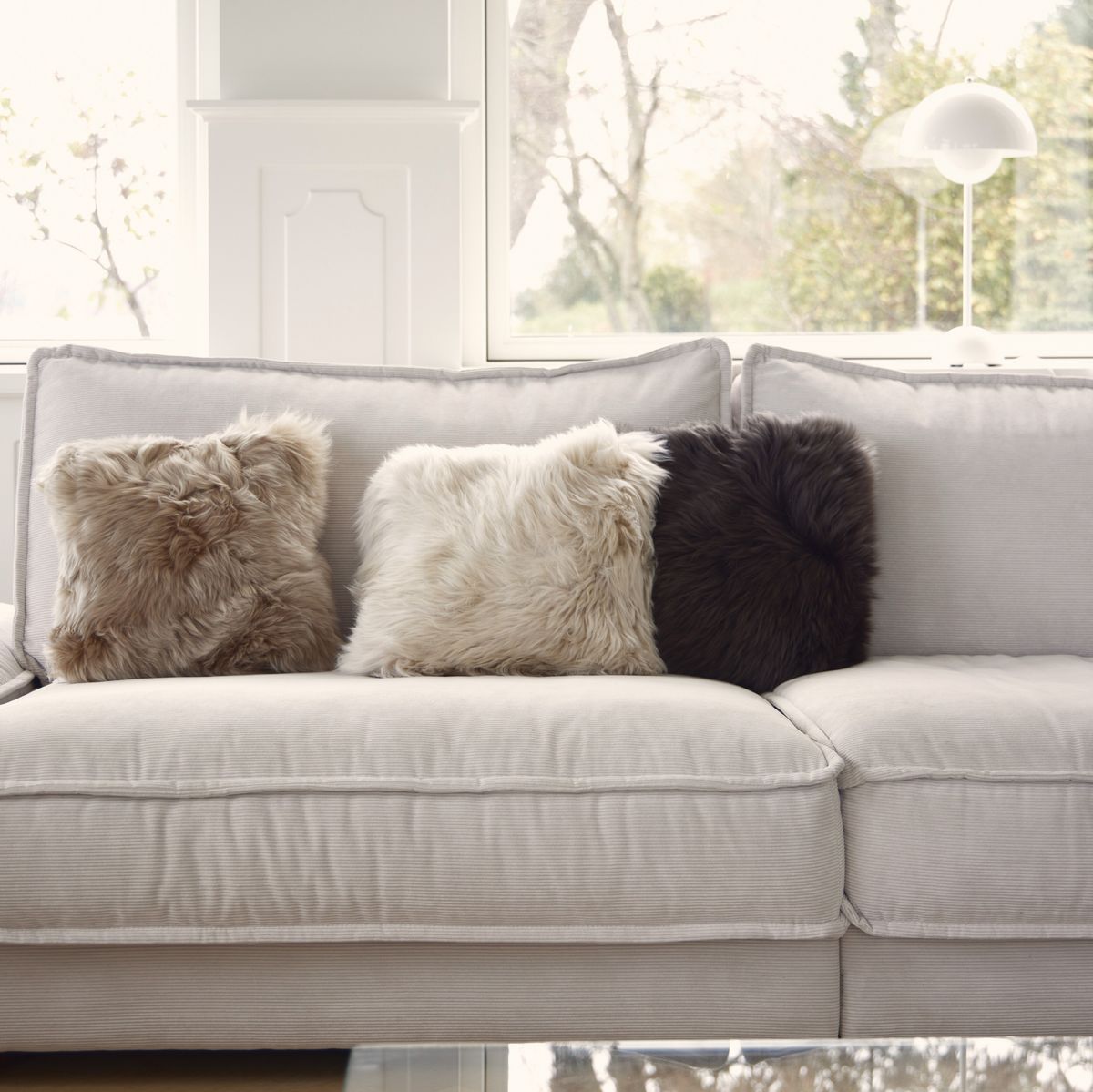 Sheepskin Cushion | Long Wool | New Zealand | Square Linen