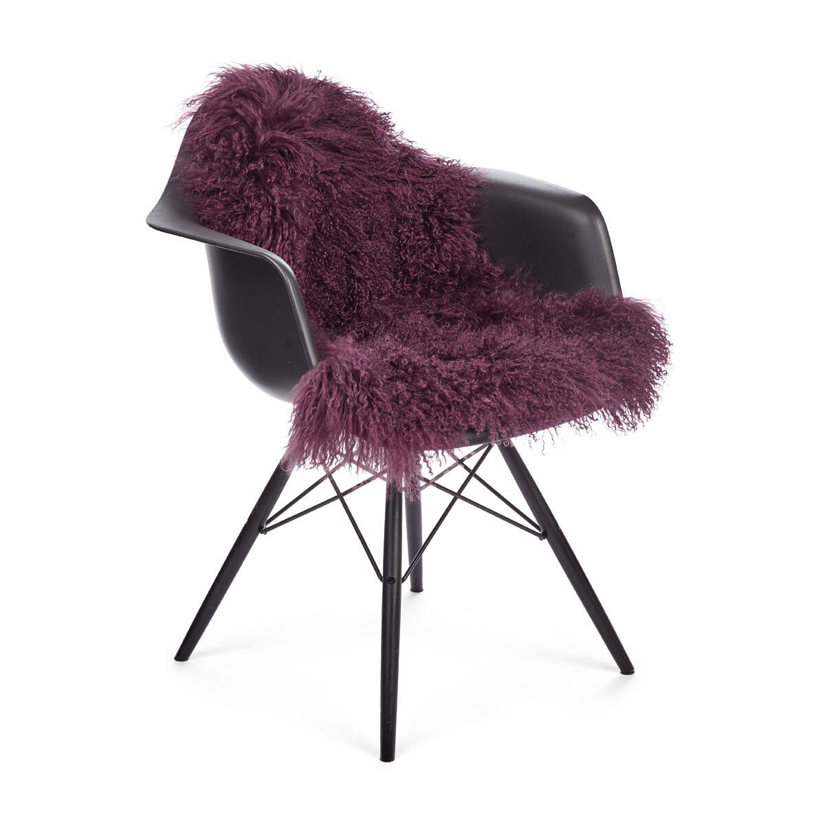 Curly Sheepskin | Tibetan | 33x20 in Aubergine