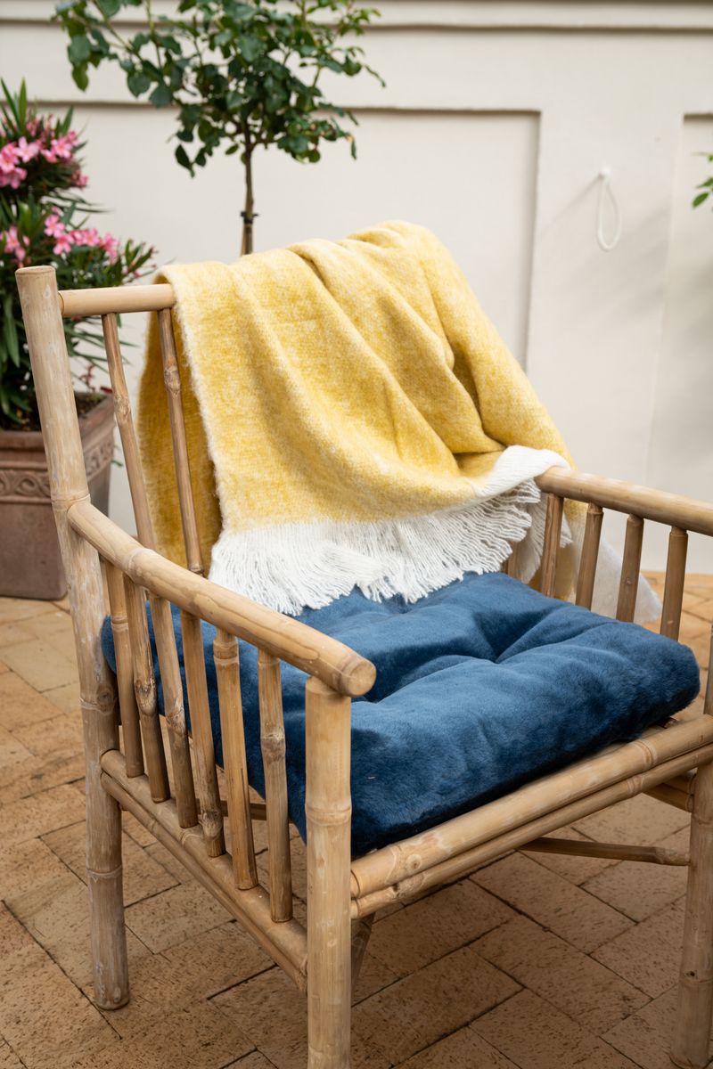 Throw of Mohair Wool | 51x67 in Mustard