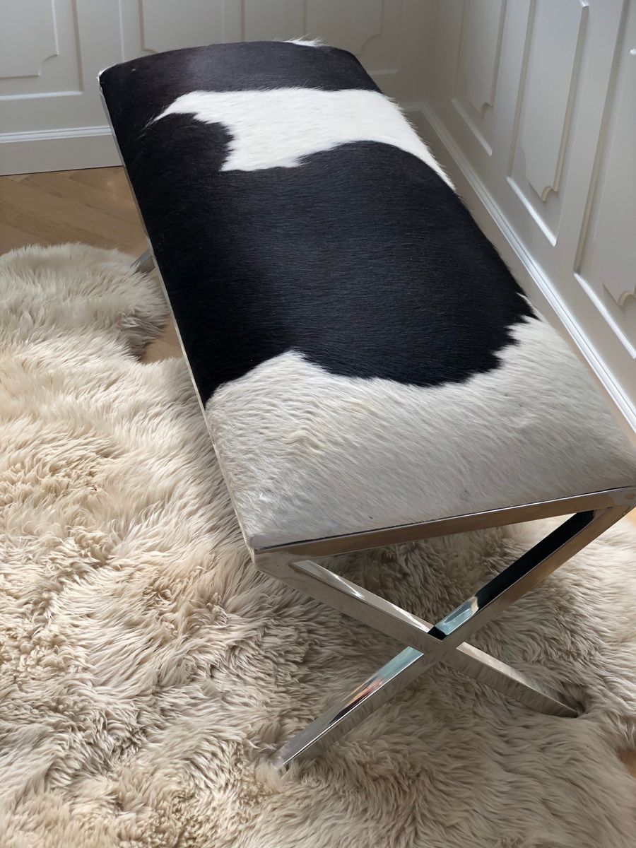 Bench Of Cow Hide | 43x18x18 in Salt/Pepper/Black/White