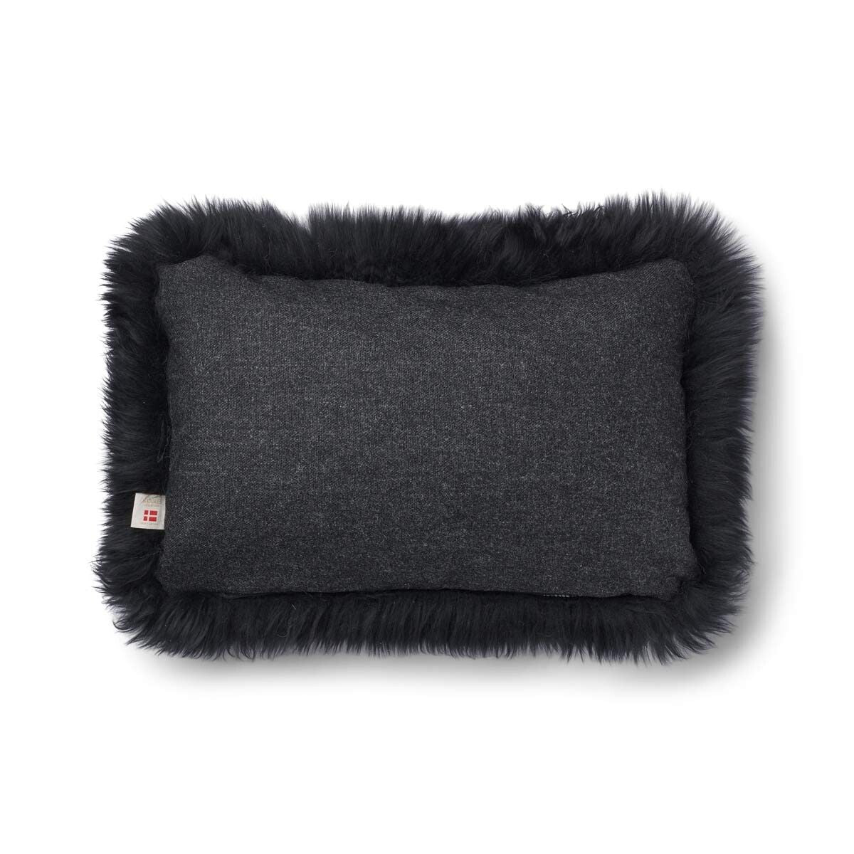 Long-Wool Sheepskin Cushion | 20x20 in | 13x20 in Charcoal/Black