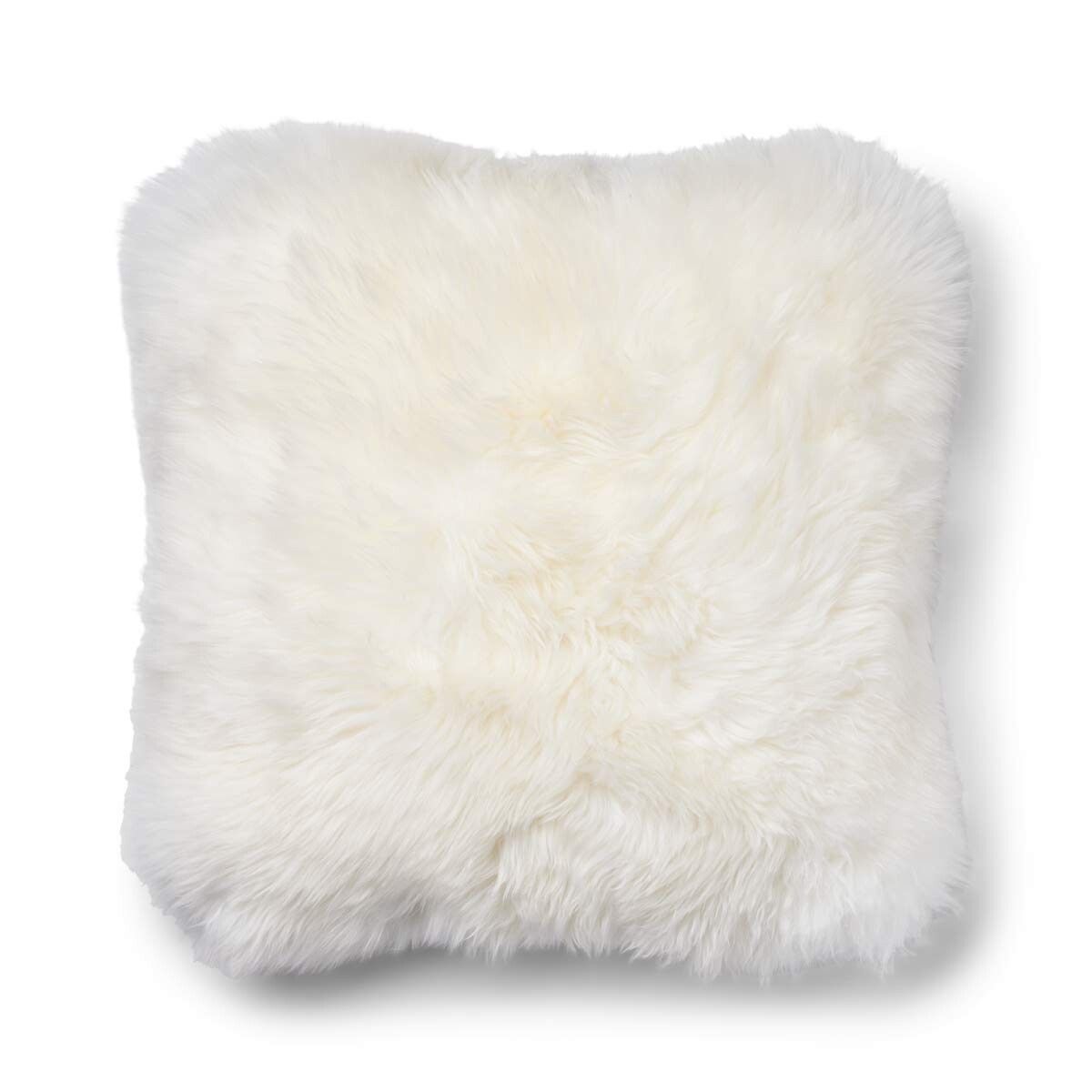 Long-Wool Sheepskin Cushion | 52x52 cm Silver/Ivory