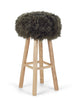 Theo Bar Stool + Cover | Oak Legs | New Zealand Sheepskin Hedge Green