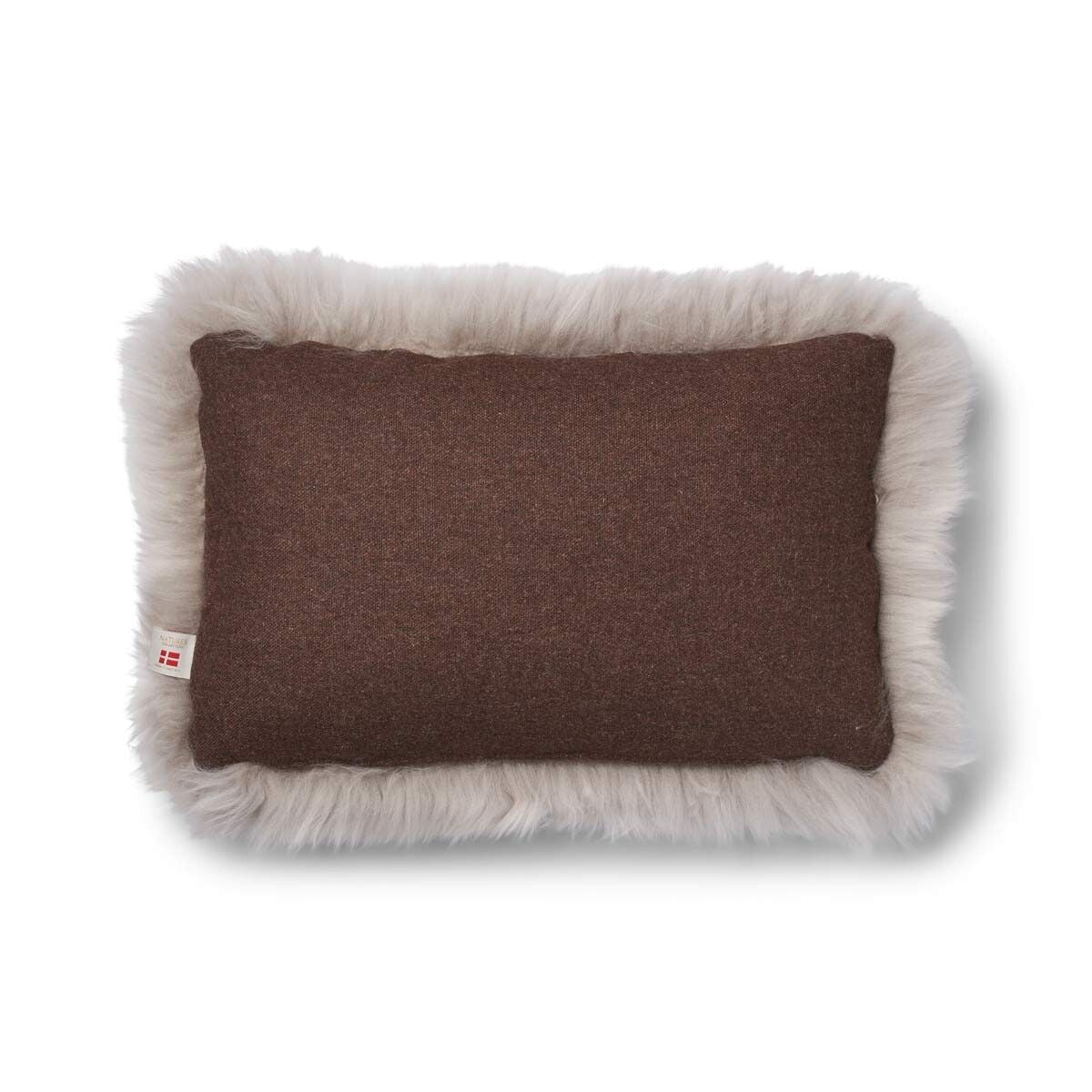 Long-Wool Sheepskin Cushion | 20x20 in | 13x20 in Brown/Dove