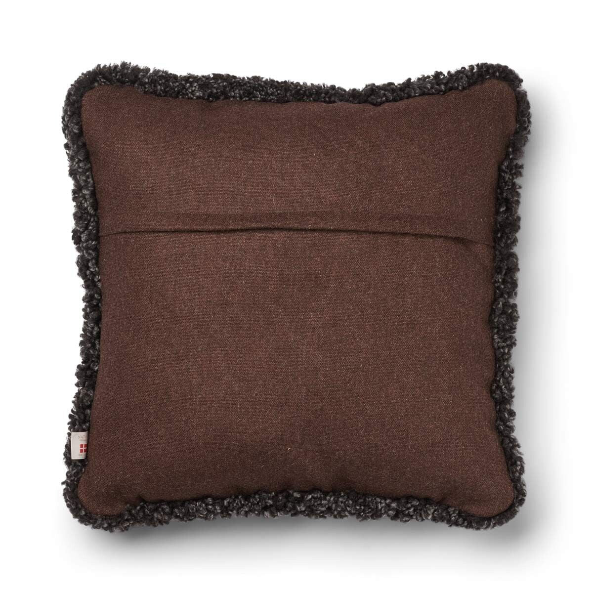 Short-Wool Sheepskin Cushion | SW trim | 20x20 in Brown/Cappuccino
