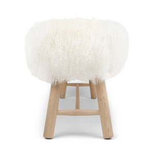 Bench with Tibetan Sheepskin | Oak Legs Ivory