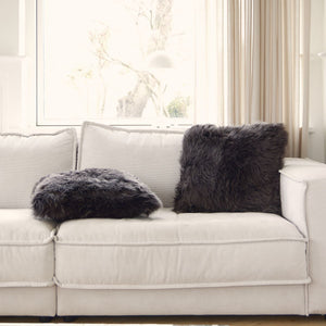 Long-Wool Sheepskin Cushion | 20x20 in Aubergine