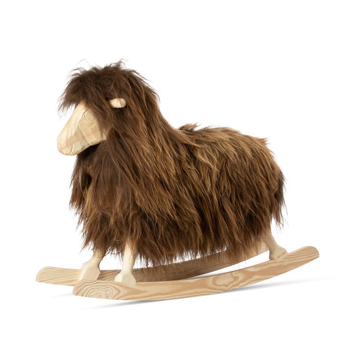 Rocking Sheep | Long Wool | 33x10x24 in | Large Rusty Brown