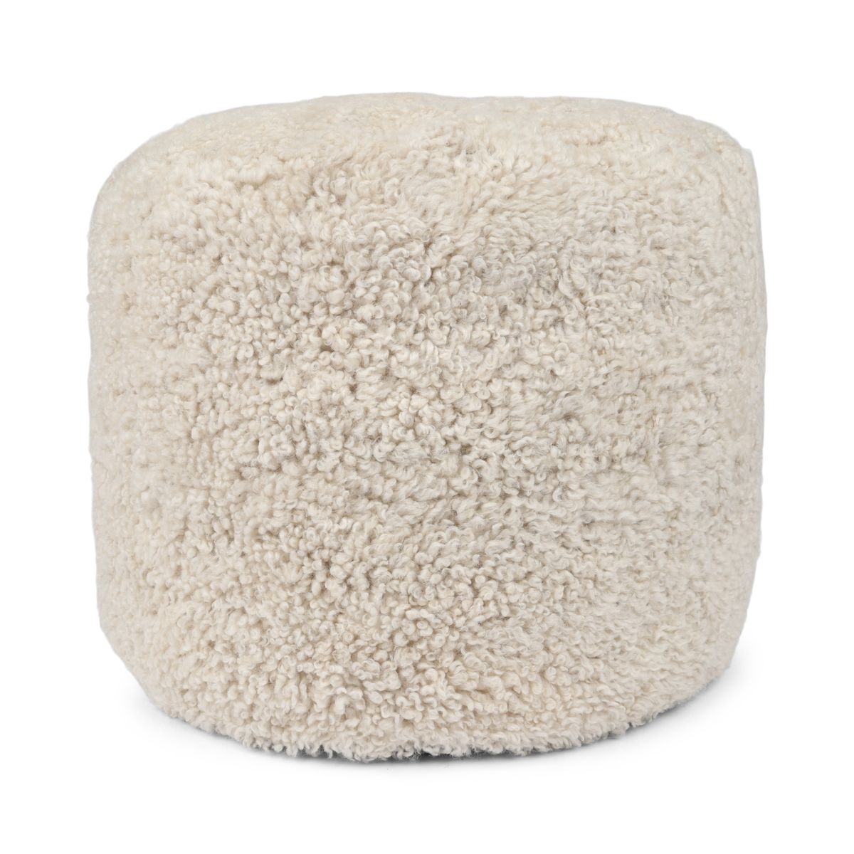 Short Wool Curly Sheepskin Pouf