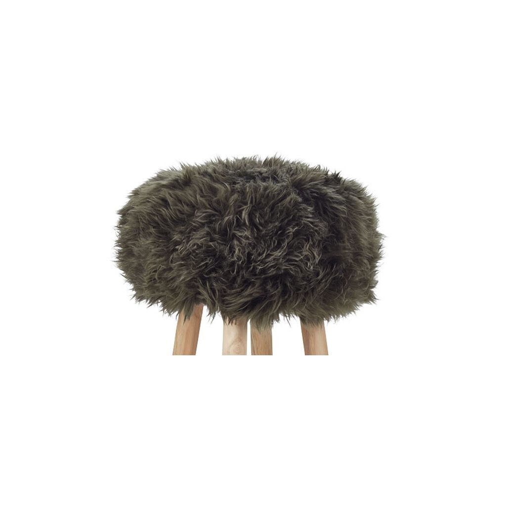 Long Wool Stool Cover Hedge Green