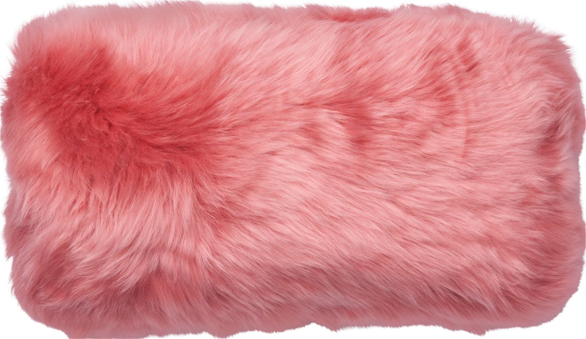 Long-Wool Sheepskin Cushion | Doublesided | New Zealand | 10x20 in Coral Lantana