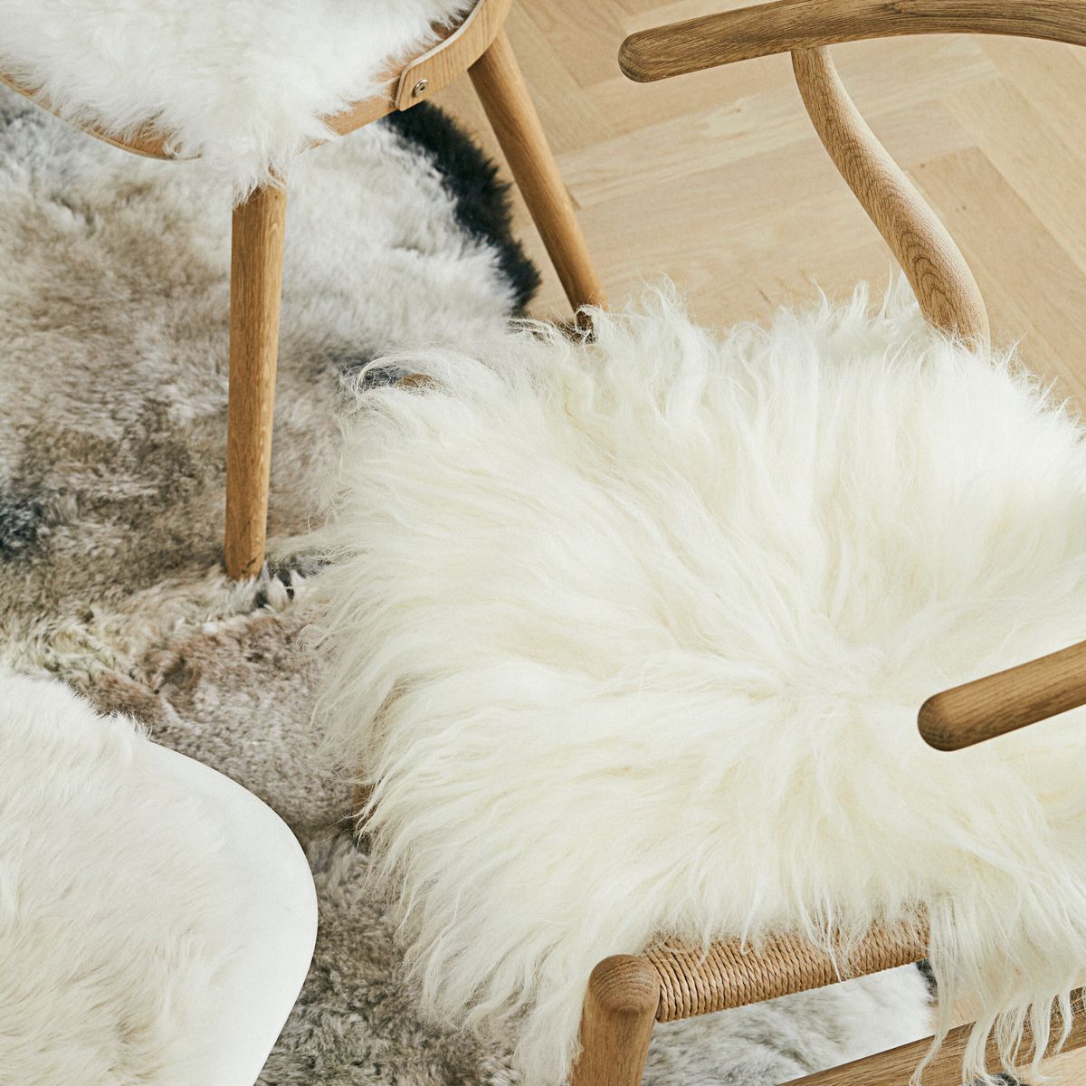 Long Wool Sheepskin Seat Cover Off White