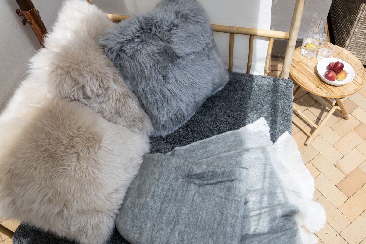 Throw of Mohair Wool | 51x67 in Light Grey