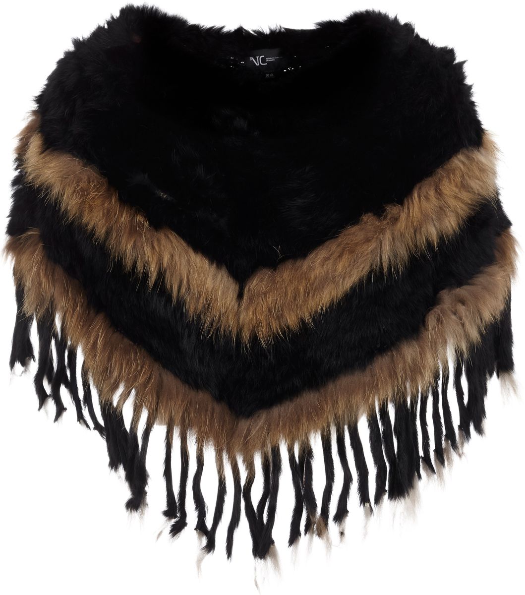 Mia Poncho Black/Natural Brown